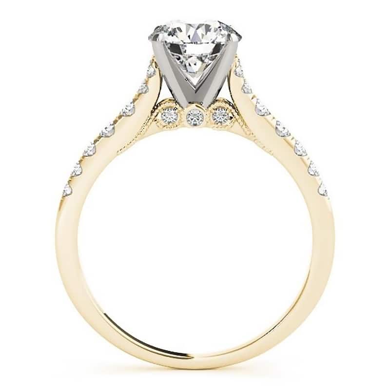 Auriya 1 1/2ct Vintage Moissanite and Diamond Engagement Ring 1/4ctw 14K Gold