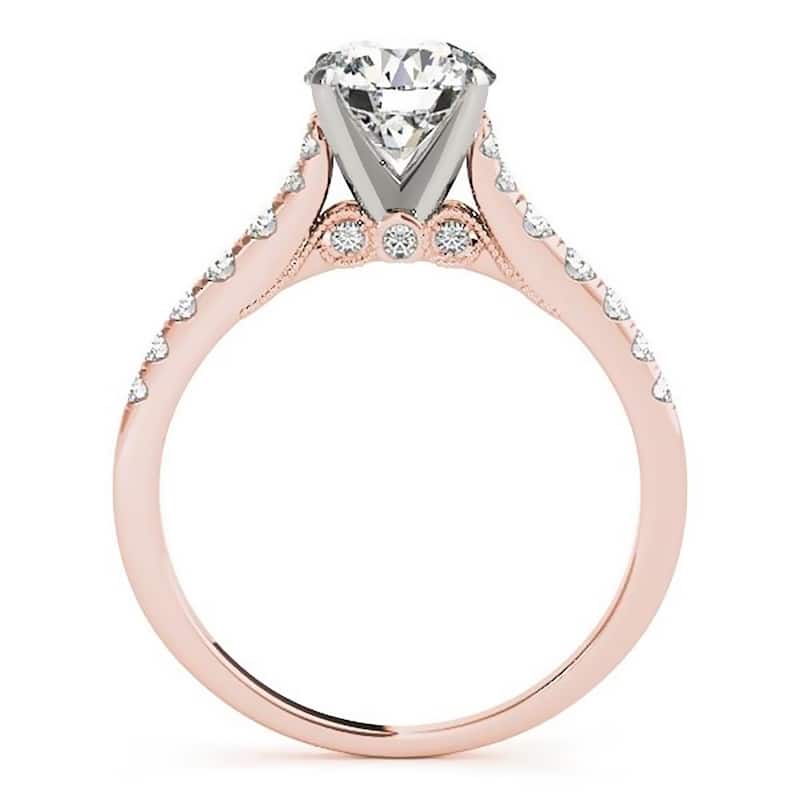 Auriya 14k Gold 1ct Vintage Moissanite and Diamond Engagement Ring 1/4ctw