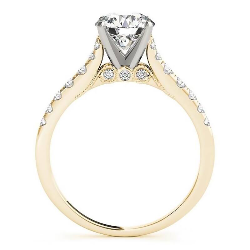 Auriya 14k Gold 1ct Vintage Moissanite and Diamond Engagement Ring 1/4ctw
