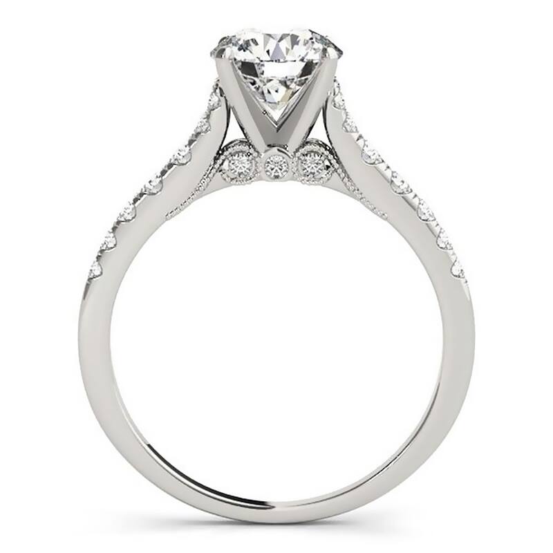 Auriya 3/4ct Vintage Moissanite and Diamond Engagement Ring 1/4ctw 14K Gold