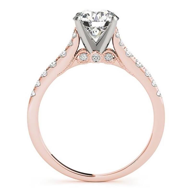 Auriya 3/4ct Vintage Moissanite and Diamond Engagement Ring 1/4ctw 14K Gold