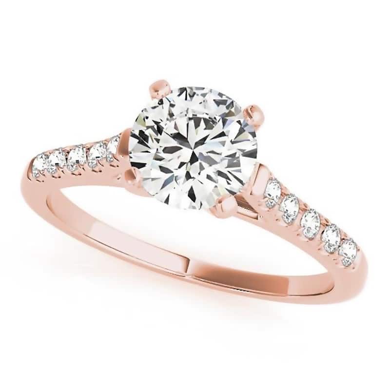 Auriya 1/2ct Round Moissanite and 1/6ctw Diamond Engagement Ring 14K Gold