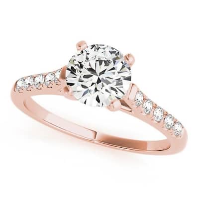 Auriya 1/2ct Round Moissanite and 1/6ctw Diamond Engagement Ring 14K Gold