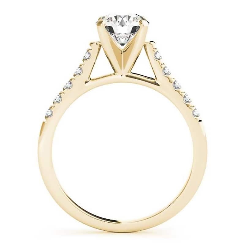 Auriya 14k Gold 2 1/2ct Round Moissanite and 1/6ctw Diamond Engagement Ring