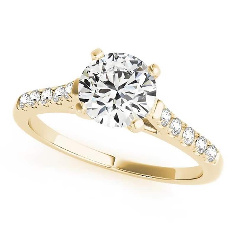 Auriya 14k Gold 2 1/2ct Round Moissanite and 1/6ctw Diamond Engagement Ring
