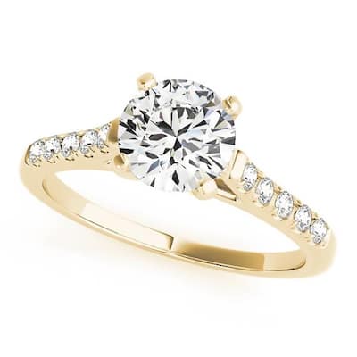 Auriya 14k Gold 2 1/2ct Round Moissanite and 1/6ctw Diamond Engagement Ring