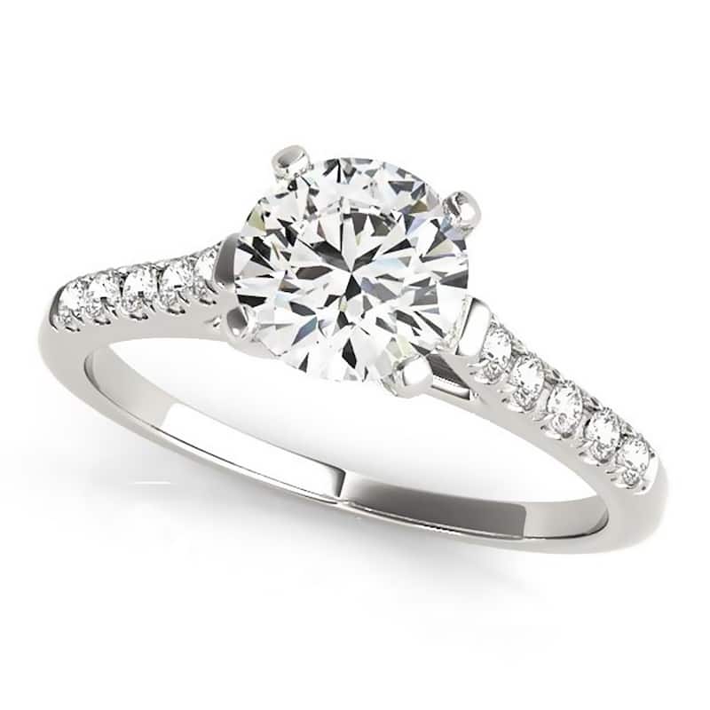 Auriya 14k Gold 2 1/2ct Round Moissanite and 1/6ctw Diamond Engagement Ring