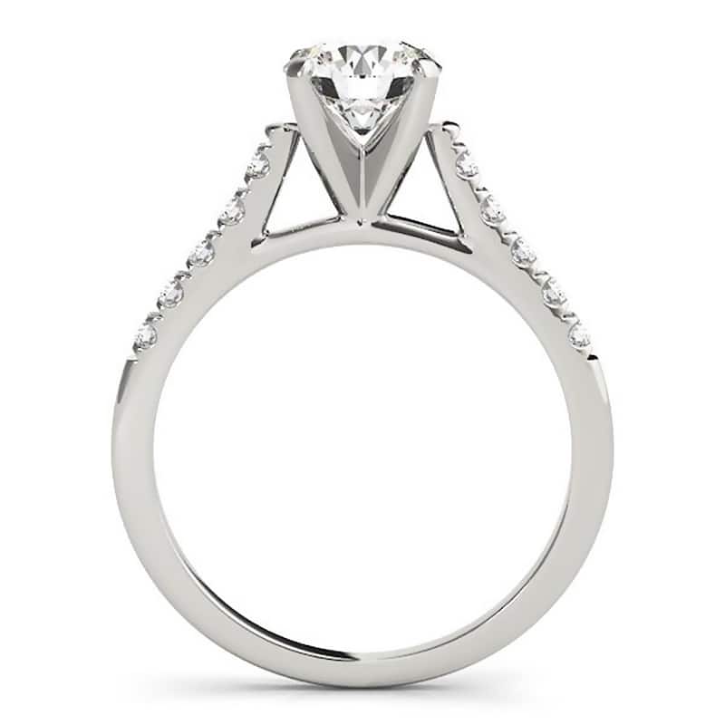 Auriya 1ct Round Moissanite and 1/6ctw Diamond Engagement Ring 14K Gold