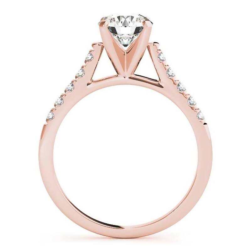 Auriya 1ct Round Moissanite and 1/6ctw Diamond Engagement Ring 14K Gold