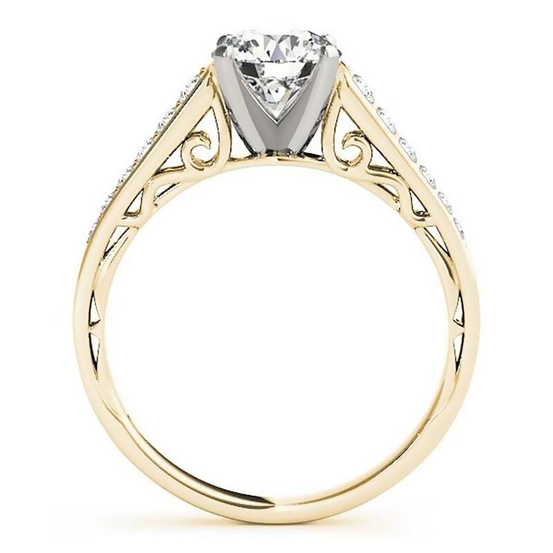 Auriya 14k Gold 3ct Round Brilliant Moissanite and 1/4ctw Diamond Engagement Ring