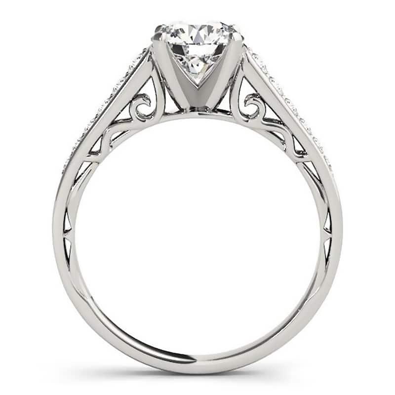 Auriya 14k Gold 3ct Round Brilliant Moissanite and 1/4ctw Diamond Engagement Ring