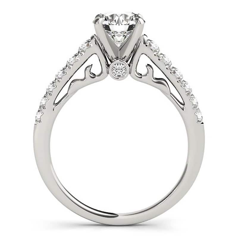 Auriya Classic 1 1/2 carat Moissanite and Diamond Engagement Ring 3/8ctw 14K Gold