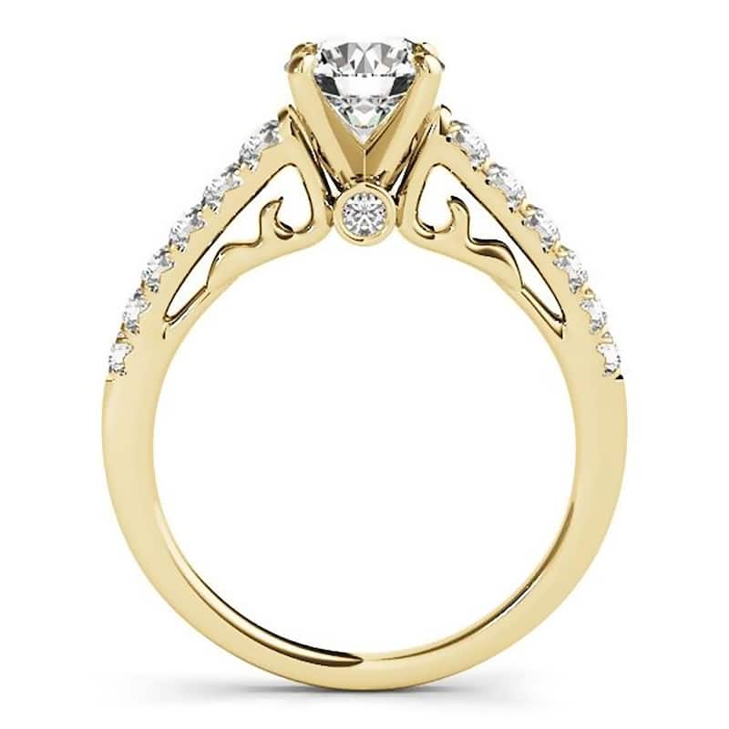 Auriya Classic 1 1/2 carat Moissanite and Diamond Engagement Ring 3/8ctw 14K Gold