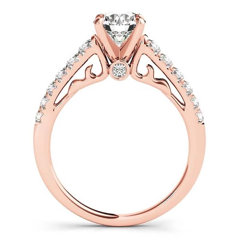 Auriya Classic 1 1/2 carat Moissanite and Diamond Engagement Ring 3/8ctw 14K Gold