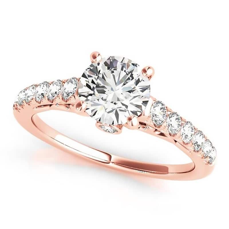 Auriya Classic 1 1/2 carat Moissanite and Diamond Engagement Ring 3/8ctw 14K Gold