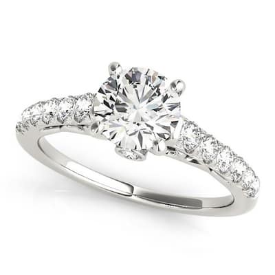 Auriya Classic 2 carat Moissanite and Diamond Engagement Ring 3/8ctw 14K Gold