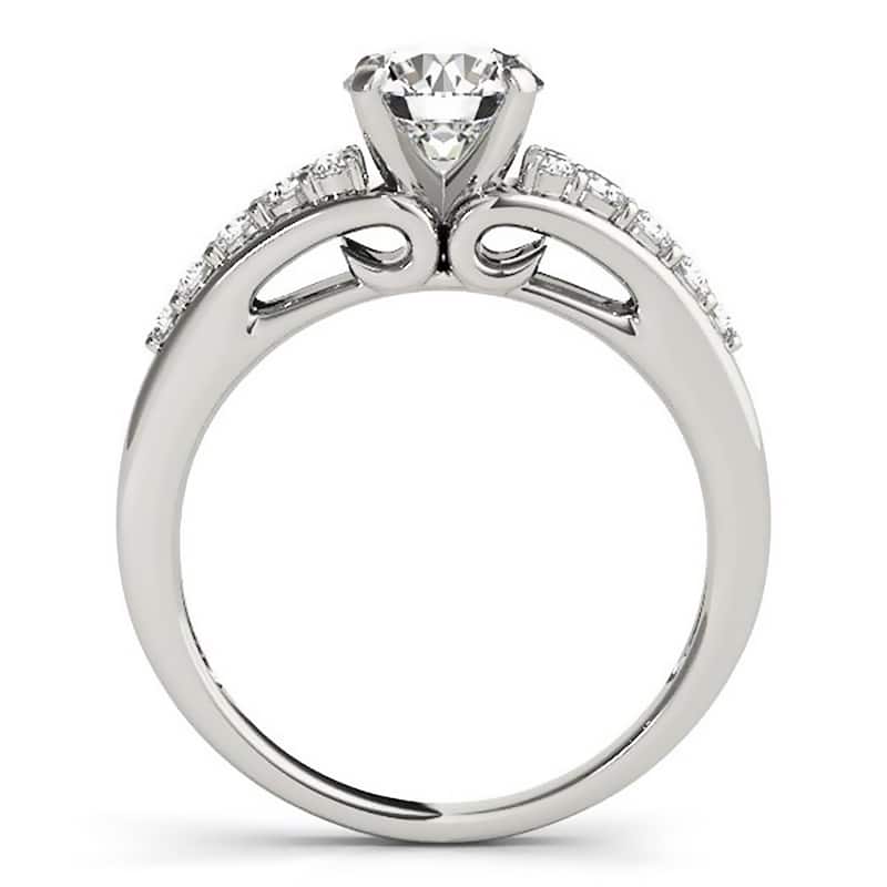 Auriya 14k Gold 4ct Round Moissanite and 1/3ctw Diamond Engagement Ring
