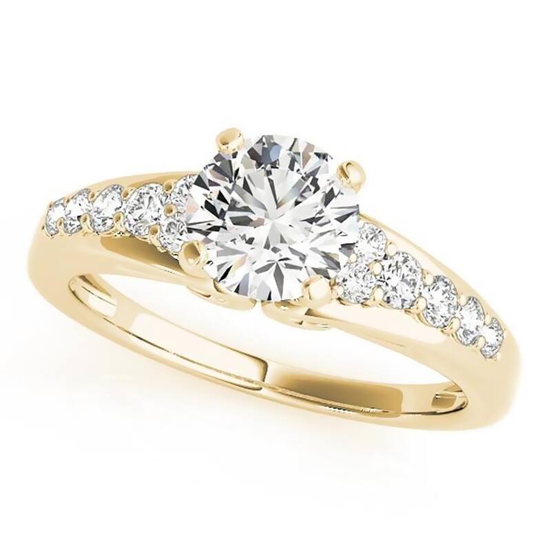 Auriya 1 1/2ct Round Moissanite and 1/3ctw Diamond Engagement Ring 14K Gold