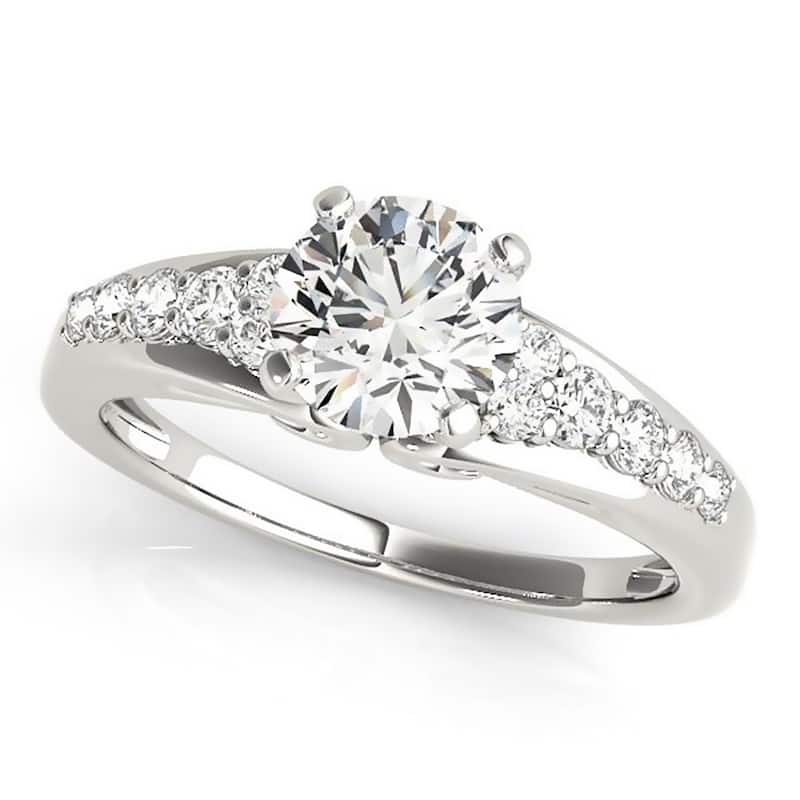 Auriya 1 1/2ct Round Moissanite and 1/3ctw Diamond Engagement Ring 14K Gold