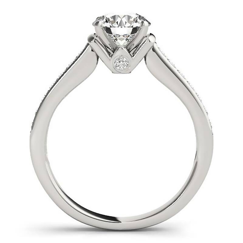 Auriya Modern 2ct Round Moissanite and 1/5ctw Diamond Engagement Ring 14K Gold
