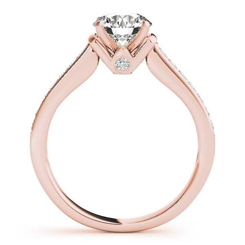 Auriya Modern 2ct Round Moissanite and 1/5ctw Diamond Engagement Ring 14K Gold