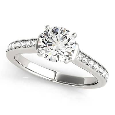 Auriya Modern 2ct Round Moissanite and 1/5ctw Diamond Engagement Ring 14K Gold