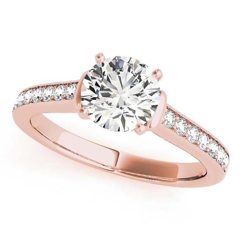 Auriya Modern 2ct Round Moissanite and 1/5ctw Diamond Engagement Ring 14K Gold