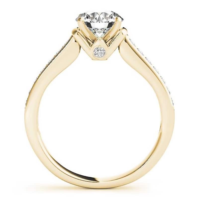 Auriya Modern 2ct Round Moissanite and 1/5ctw Diamond Engagement Ring 14K Gold