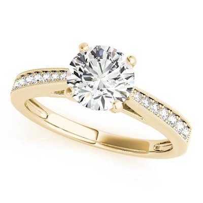 Auriya 14k Gold Classic 2ct Moissanite and Diamond Engagement Ring 1/6ctw