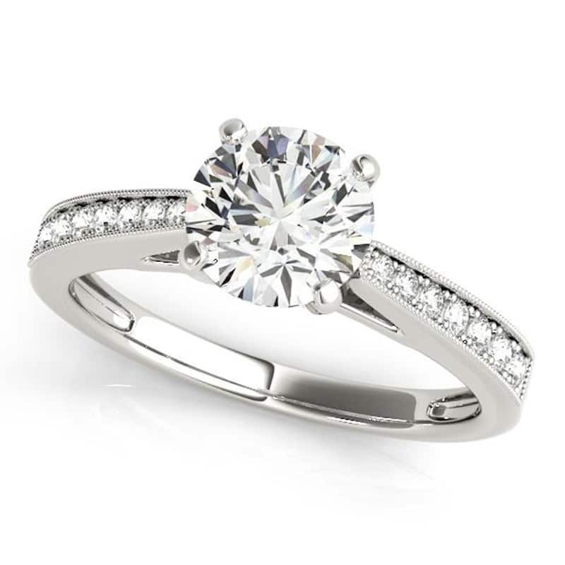 Auriya 14k Gold Classic 2ct Moissanite and Diamond Engagement Ring 1/6ctw