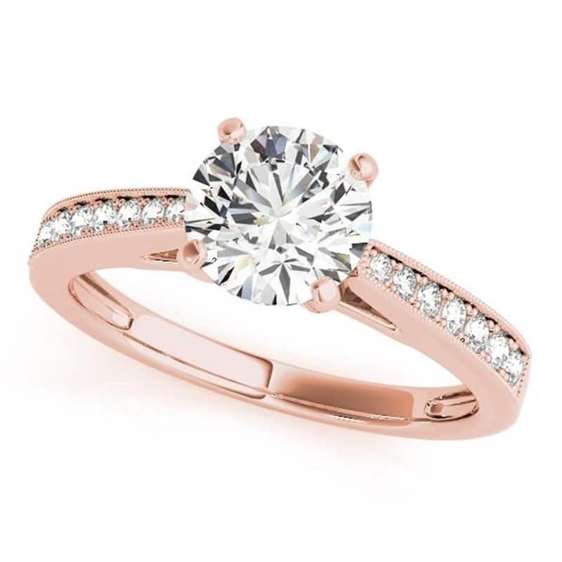 Auriya 14k Gold Classic 2 1/2ct Moissanite and Diamond Engagement Ring 1/6ctw