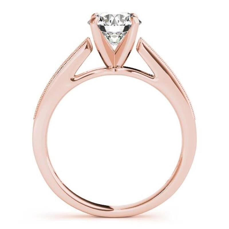 Auriya 14k Gold Classic 1/2ct Moissanite and Diamond Engagement Ring 1/6ctw