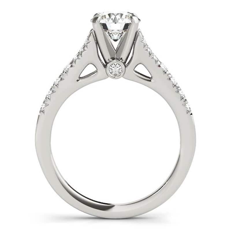 Auriya 14k Gold Round 2 1/2ct Moissanite and 3/8ctw Side Stone Diamond Engagement Ring