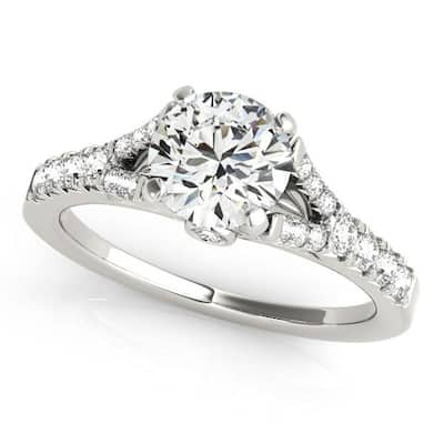 Auriya 14k Gold Round 2 1/2ct Moissanite and 3/8ctw Side Stone Diamond Engagement Ring