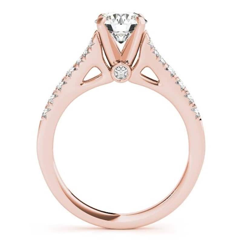 Auriya Round 1 1/2ct Moissanite and 3/8ctw Side Stone Diamond Engagement Ring 14K Gold