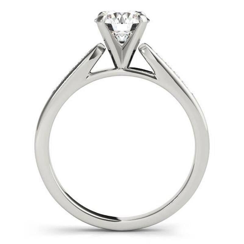 Auriya 14k Gold Classic 1/2ct Round Moissanite and Diamond Engagement Ring 1/10ctw