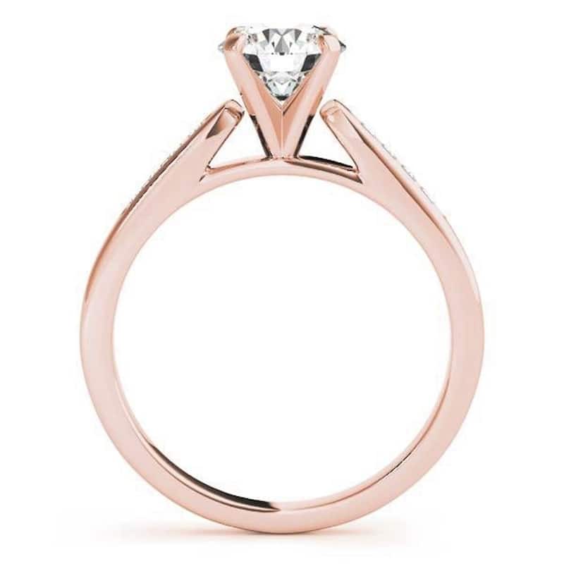 Auriya 14k Gold Classic 1/2ct Round Moissanite and Diamond Engagement Ring 1/10ctw