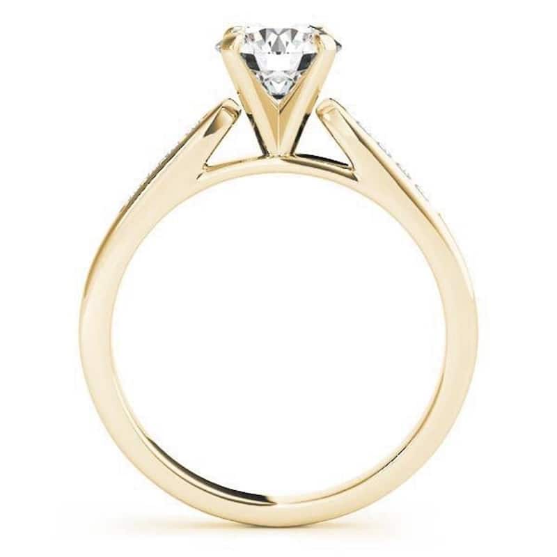 Auriya 14k Gold Classic 1/2ct Round Moissanite and Diamond Engagement Ring 1/10ctw