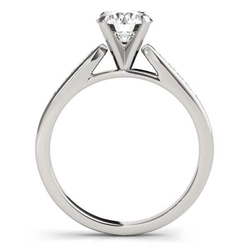 Auriya 14k Gold Classic 1 1/2ct Round Moissanite and Diamond Engagement Ring 1/10ctw