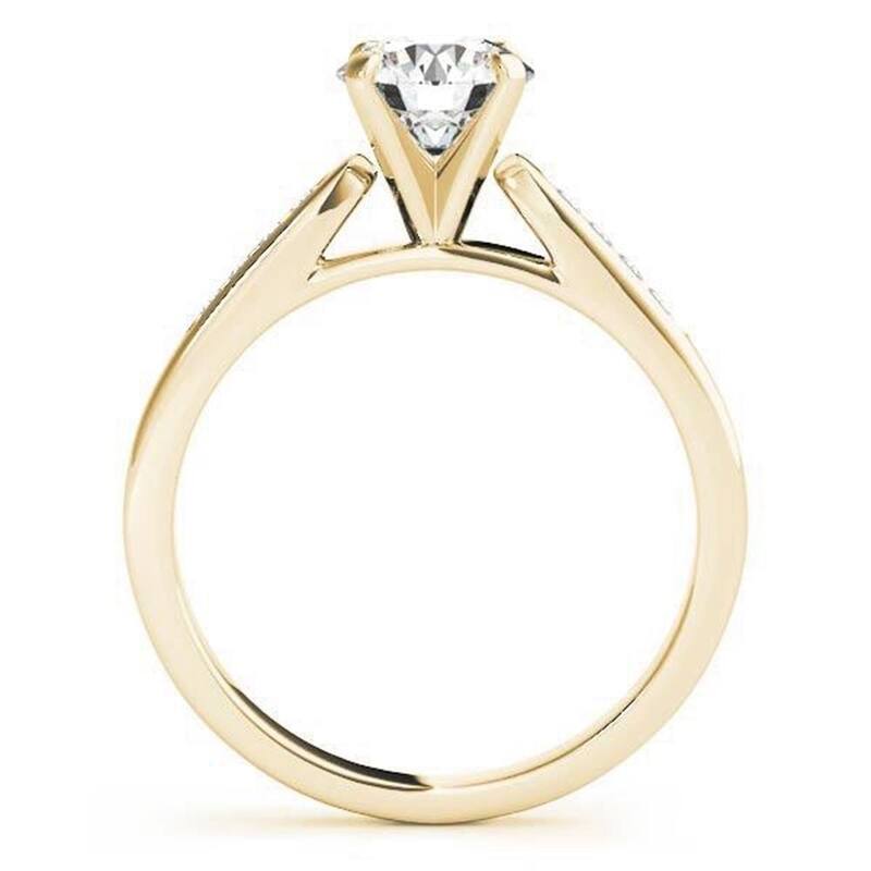 Auriya 14k Gold Classic 1 1/2ct Round Moissanite and Diamond Engagement Ring 1/10ctw