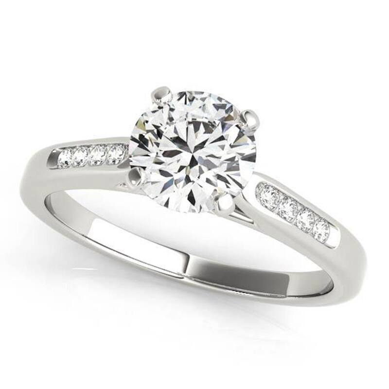 Auriya 14k Gold Classic 1 1/2ct Round Moissanite and Diamond Engagement Ring 1/10ctw