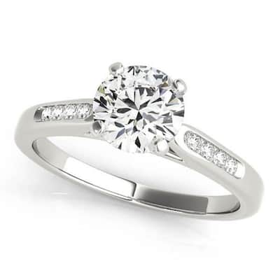 Auriya 14k Gold Classic 1 1/2ct Round Moissanite and Diamond Engagement Ring 1/10ctw