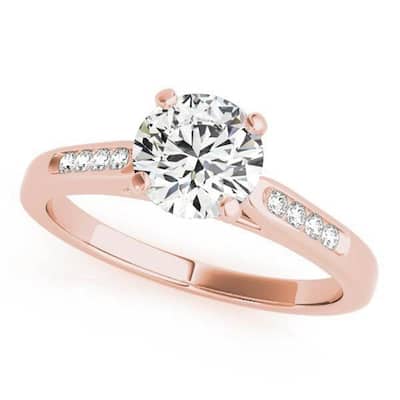 Auriya Classic 3/4ct Round Moissanite and Diamond Engagement Ring 1/10ctw 14K Gold