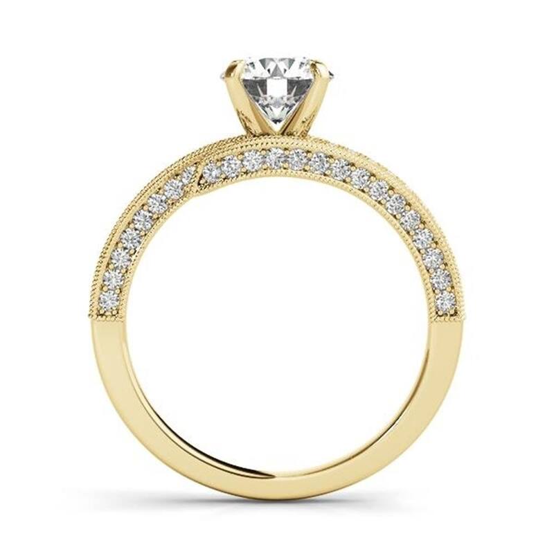 Auriya 14k Gold 2 1/2ct Round Moissanite and 1/2ctw Diamond Bypass Engagement Ring