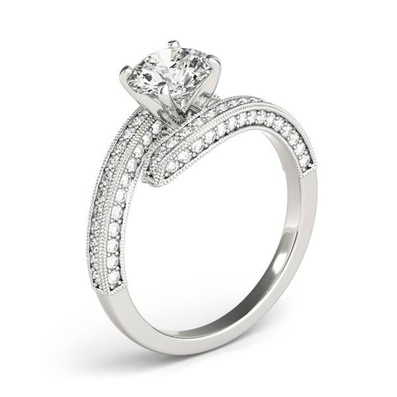 Auriya 14k Gold 2 1/2ct Round Moissanite and 1/2ctw Diamond Bypass Engagement Ring