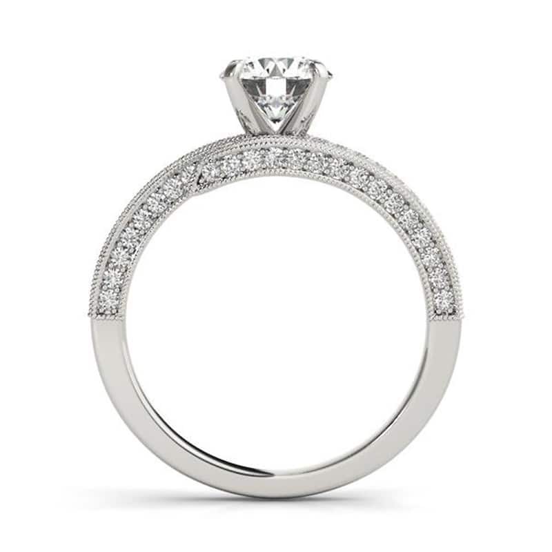 Auriya 1ct Round Moissanite and 1/2ctw Diamond Bypass Engagement Ring 14K Gold