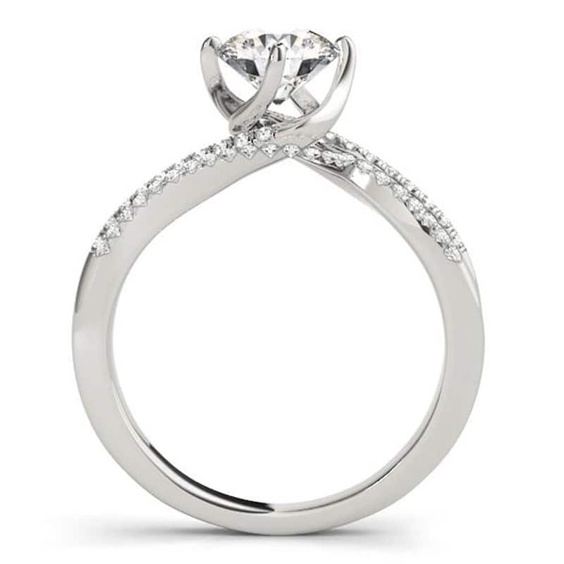 Auriya 14k Gold 1 1/2ctw Moissanite and Diamond Engagement Ring 1/6ctw