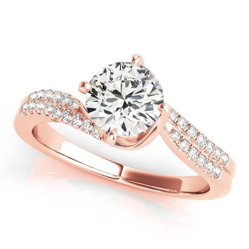Auriya 14k Gold 2 1/2ct Bypass Moissanite and Diamond Engagement Ring 1/6ctw