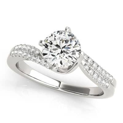 Auriya 14k Gold 2 1/2ct Bypass Moissanite and Diamond Engagement Ring 1/6ctw