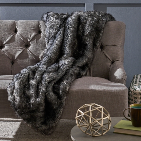 Warrin Furry Glam Faux Fur Throw Blanket by Christopher Knight Home